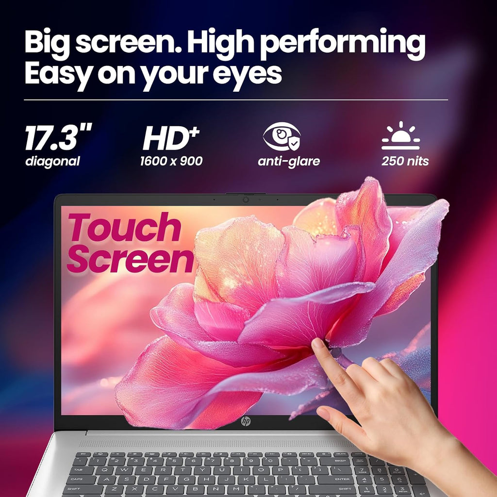 HP 17.3' Touchscreen Laptop, 13th Gen Intel 12-Core Ultra 7 255U, Copilot AI &12 Tops NPU, WiFi 6& BT 5.4, Fingerprint Reader, Backlit KB,32GB DDR5&1TB, Win 11 Pro with AI Voice Recorder