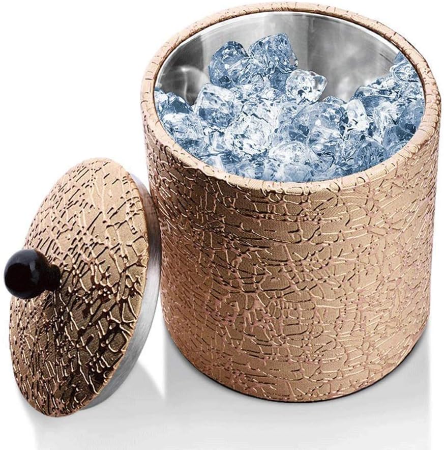 Ice Bucket Stainless Steel Line Portable Layer with Compartment Beer Red Wine Barrel Bar