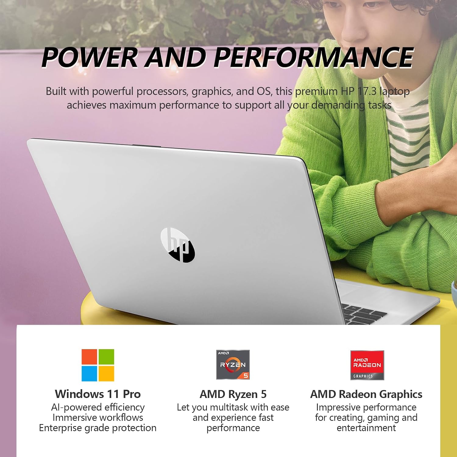 HP 17 Inch Laptop Touchscreen Computer, 17.3 HD+ Touch Screen Business Laptop, AMD Ryzen 5(6-Cores), Windows 11 Pro, 10-Key Number Pad, 32GB RAM 2TB SSD