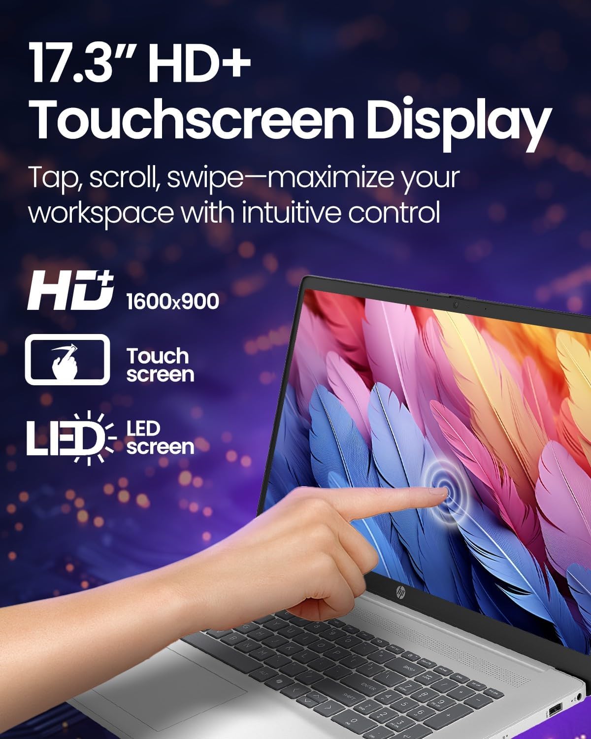 HP 17-inch Touchscreen Business Laptop · Intel 12-Core Ultra 7 255U · 12 NPU Tops · AI Copilot Ready · HD+ Display · Backlit KB · Privacy Camera · Win 11 Pro · w/Accessory (64GB DDR5 | 4TB SSD)