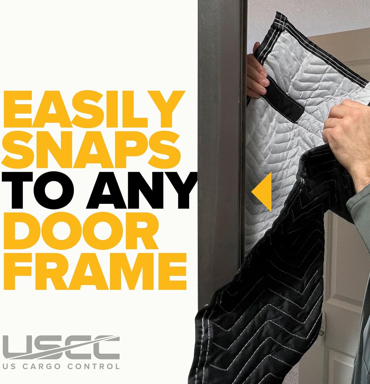 US Cargo Control Quilted Door Jamb Protector Pads 72' x 24' (12-Pack), Door Frame Cover with Metal Flex Loop Rings, Cotton/Polyester Quilted Furniture Pads for Moving, Reusable