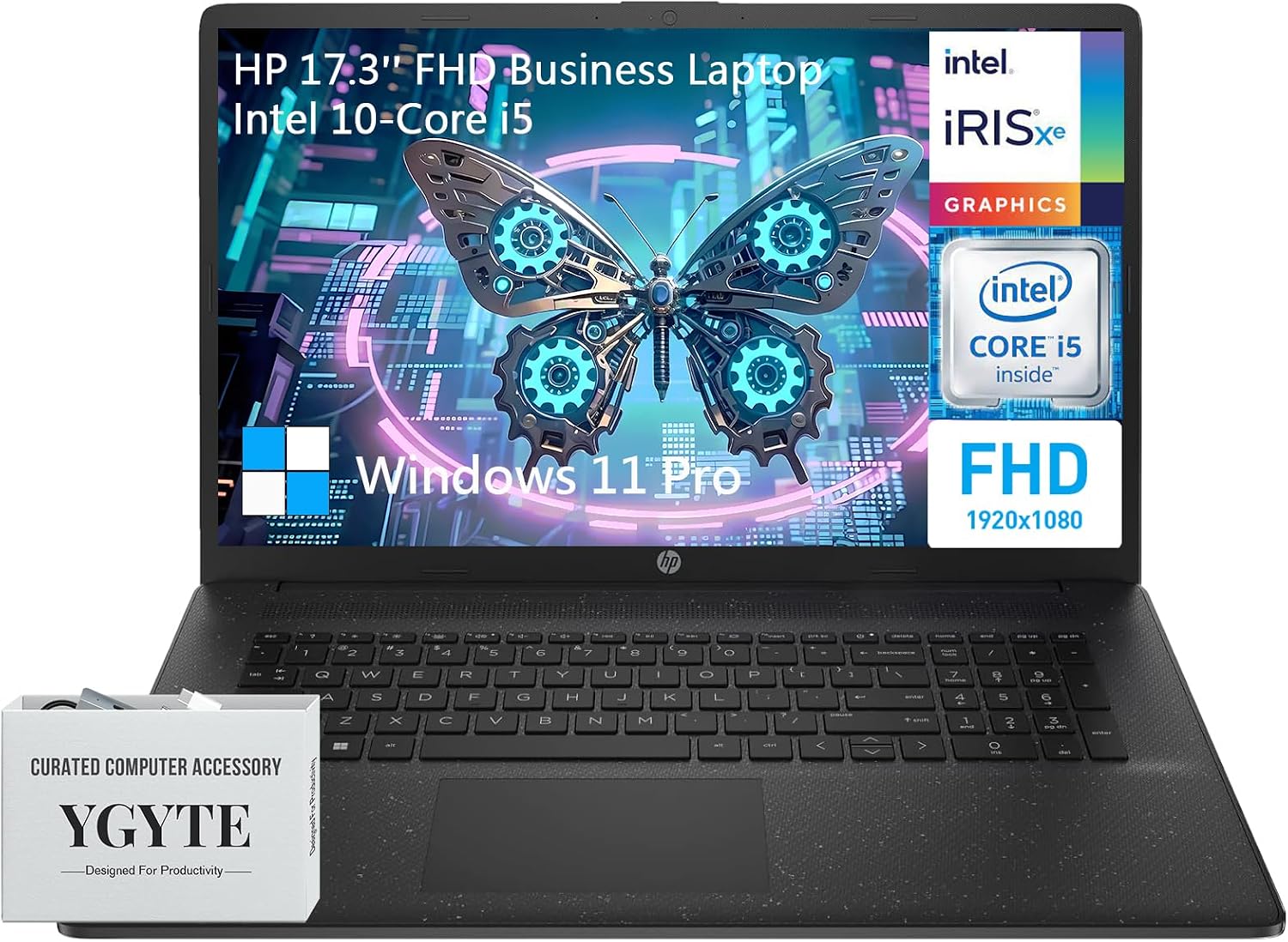 HP 17 Inch Laptop Computer, 17.3' FHD IPS Large Screen Business Laptop, Windows 11 Pro, Intel Core i5 (10-Cores) |10-Key Number Pad | Wi-Fi 6 | 64GB RAM, 1TB SSD | Black