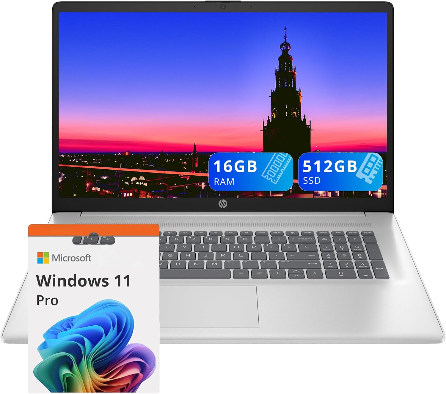 HP 17.3' FHD Business Laptop, Intel 5-120U 16GB DDR4 RAM, 512GB PCIe SSD, Integrated Intel Graphics, Backlit Keyboard, HD Webcam, Win 11 Pro, Silver (Renewed)