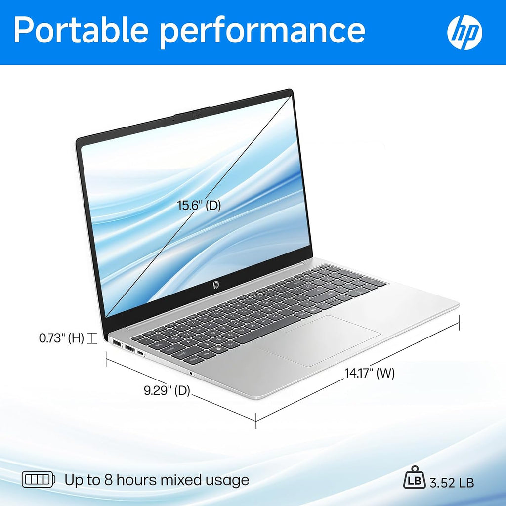 HP 2025 Touchscreen Laptop, Intel i3-1315U(Beat i3 1215u, Up to 4.5GHz), 32 GB RAM, 1 TB SSD, 15.6' 250 nits Anti-Glare Display, Intel UHD Graphics, Windows 11 Pro & Copilot-AI Chat w/Accessories
