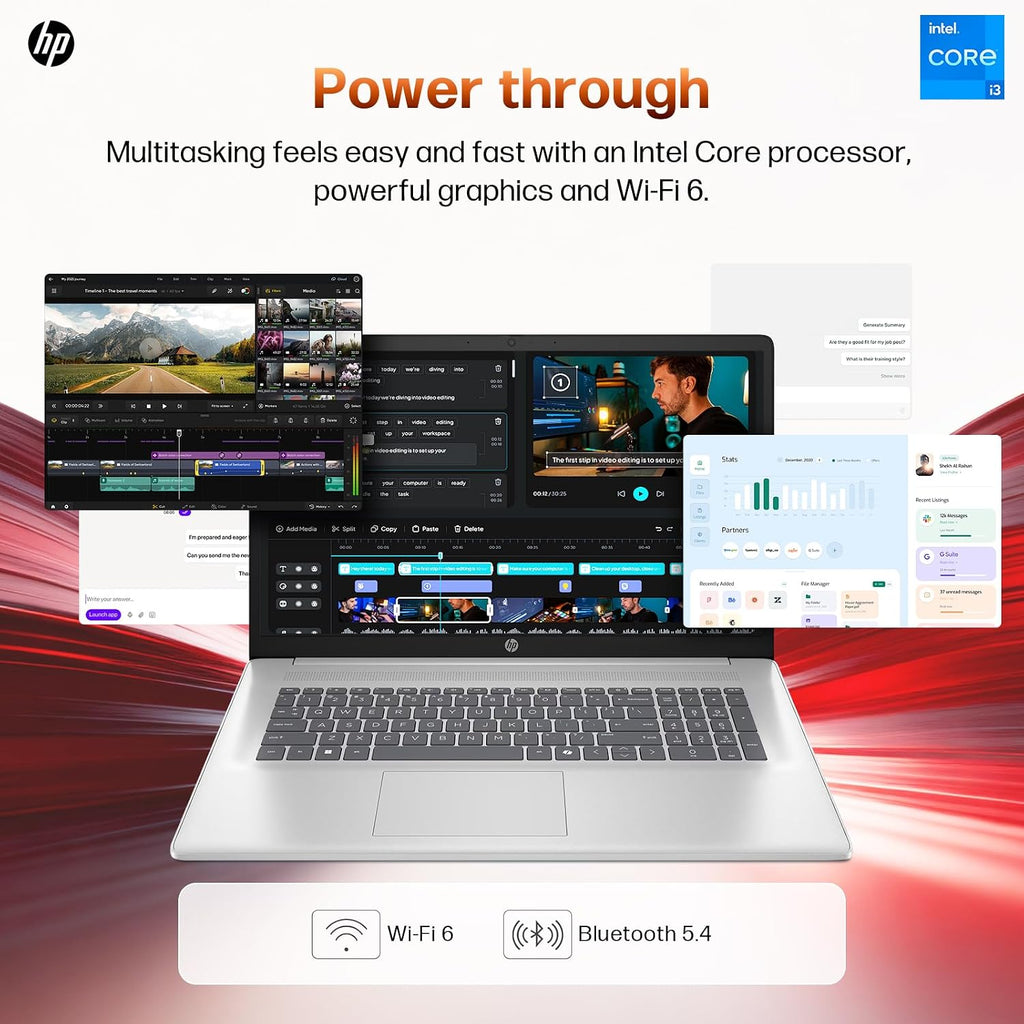 HP 2025 17 inch Laptop Computer, Intel 8-Core i3-N305, 17.3' HD+ Anti-Glare Display, 16GB RAM, 512GB SSD, Windows 11 Pro, Ai Copilot, Numeric keypad, HDMI, Wi-Fi 6, for Business Student, w/Accessories