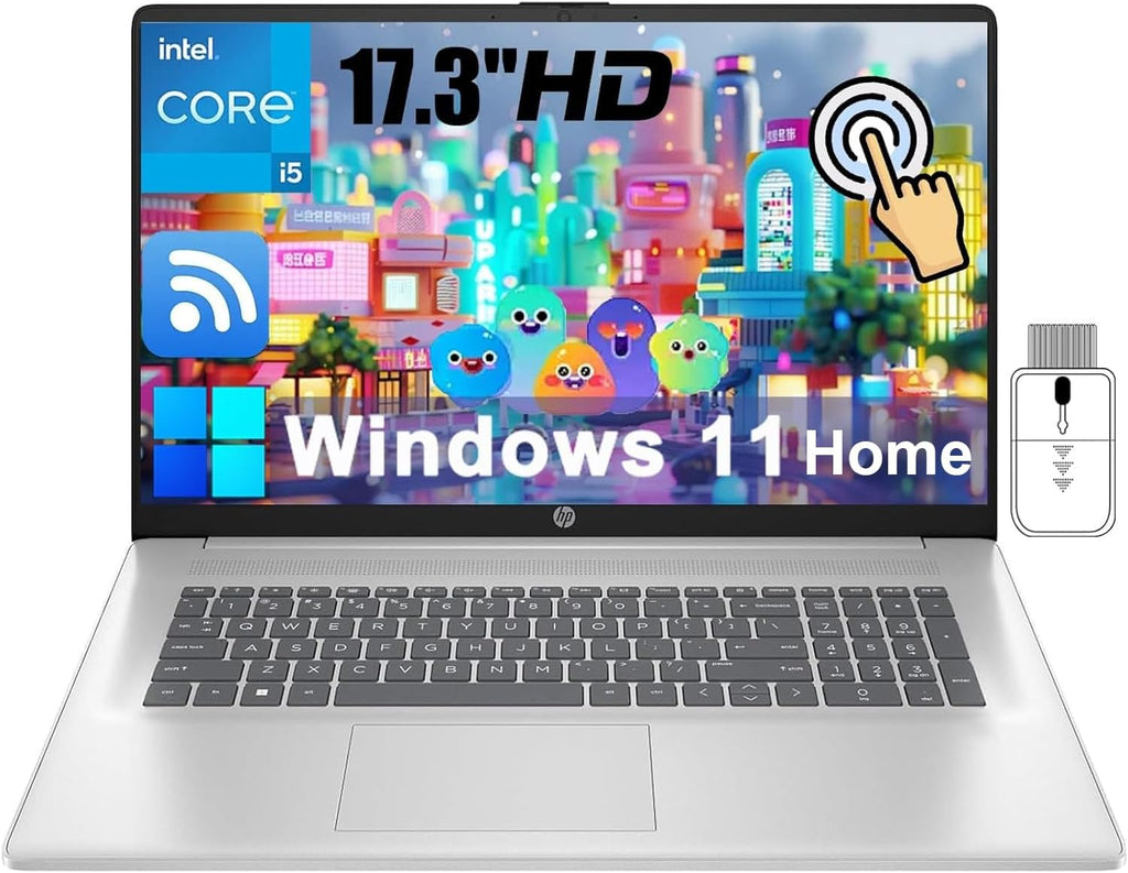 HP 2025 17 inch Business Laptop, 17.3' HD+ Touchscreen, Intel Core i5-1334U, Intel Graphics, 32GB RAM 1TB SSD, Numeric Keypad, Wi-Fi 6, HDMI, Fingerprint Reader, Windows 11 Home, Silver, w/Accessory