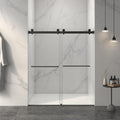 KEIKI 56-60' W x 70' H Frameless Double Sliding Shower Door, 5/16' (8mm) Thick SGCC Tempered Clear Glass, Double Side Easy Clean Coat, Matte Black Finished with Buffer