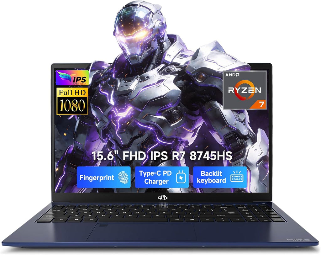 NIMO 15.6' IPS FHD Light-Gaming-Laptop, AMD Ryzen 7 8745HS 32GB DDR5 RAM 1TB SSD (8C/16T, up to 4.9GHz Beat i9-12900HK) Radeon-780M Graphics 100W Type-C PC for Creators & Professionals Work