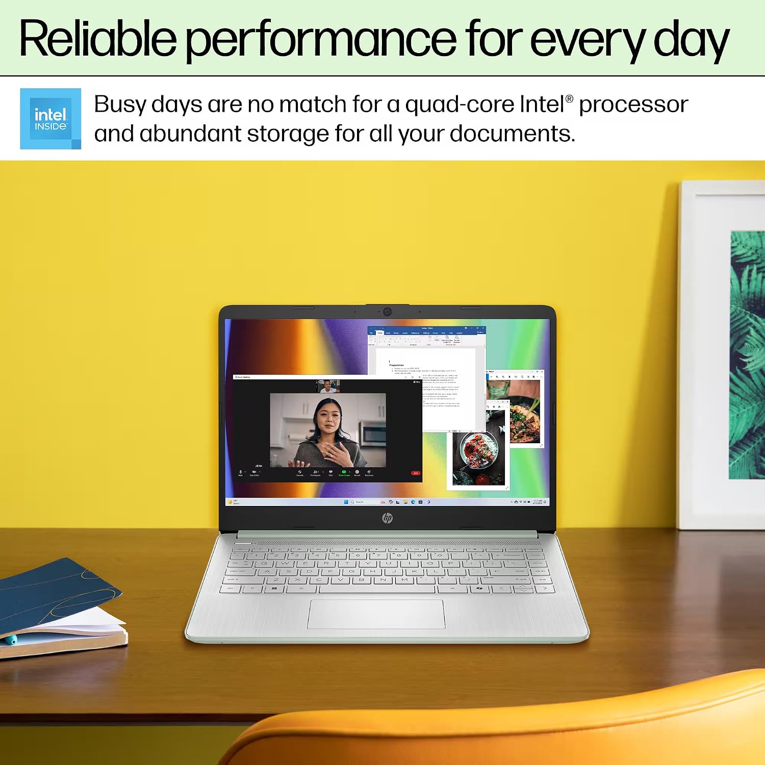 HP Ultrabook 14 Laptop Computer Business Study & Home 2025, Lifetime MS Office + Windows 11 Pro, Quad-Core Intel CPU, 8GB RAM & 628GB Storage (128GB UFS+500GB Ext), Wi-Fi 6, HubxcelAccessory, Geeen
