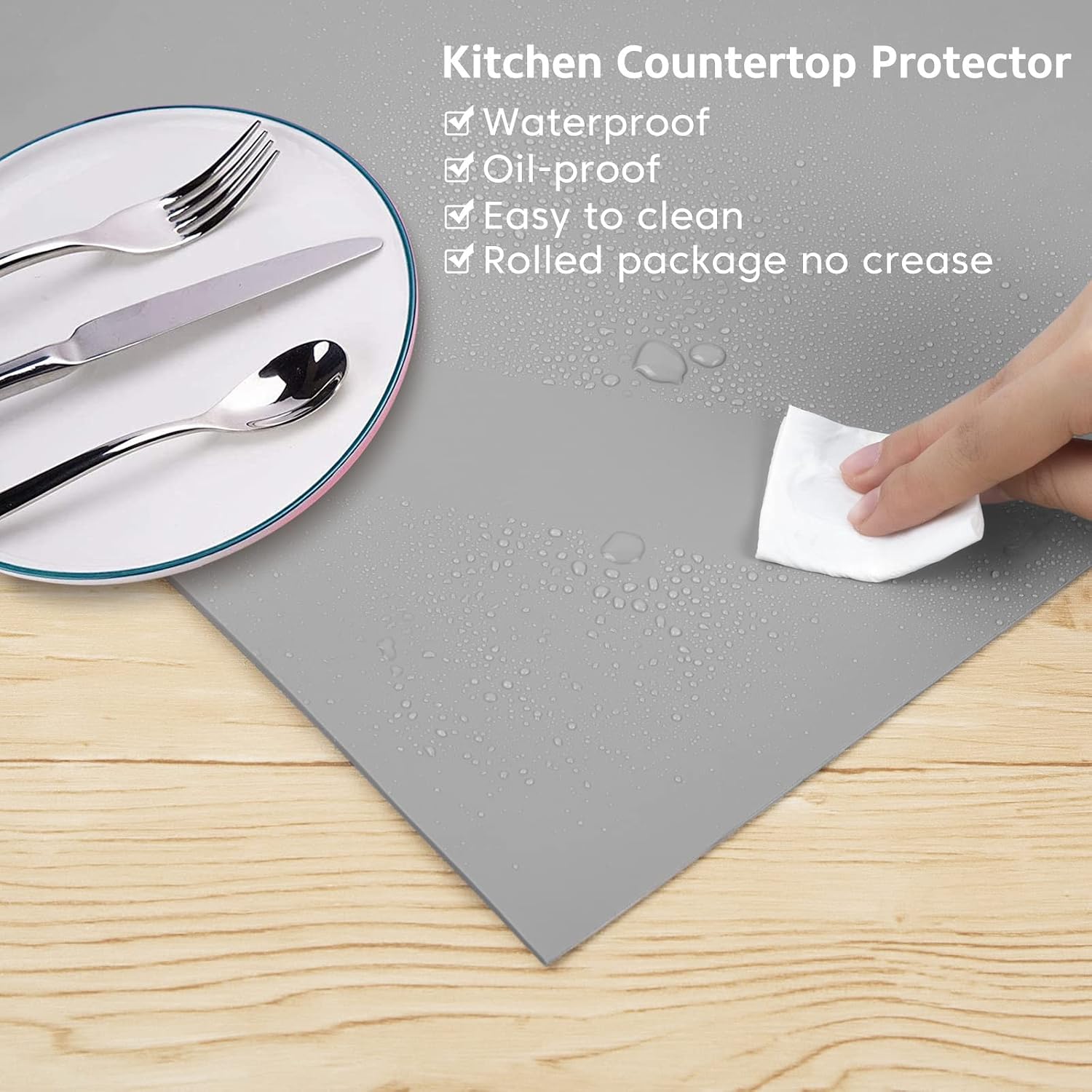 Extra Large Silicone Mat,Silicone Mats for Kitchen Counter Island Dinner Table Countertop Protector Heat Resistant Mat (120' x 48', Grey)