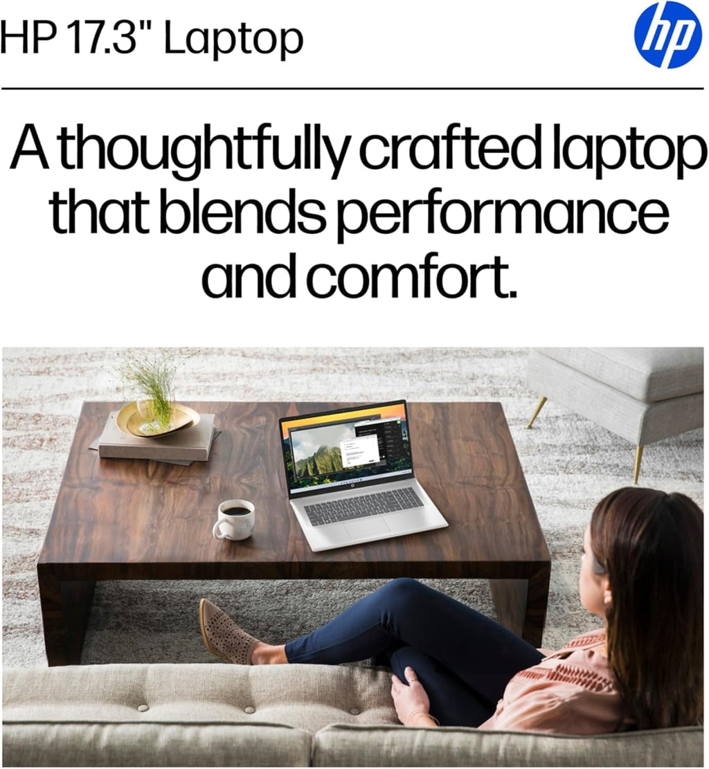 HP 17.3' FHD Business Laptop, 2026 Edition, Powerful AMD Ryzen 5 7000 Series Processor (Beats Intel i7-1355U), 12GB RAM, 256GB SSD, USB-C, HDMI, Wi-Fi 6, Windows 11 + Copilot, w/WOWPC USB