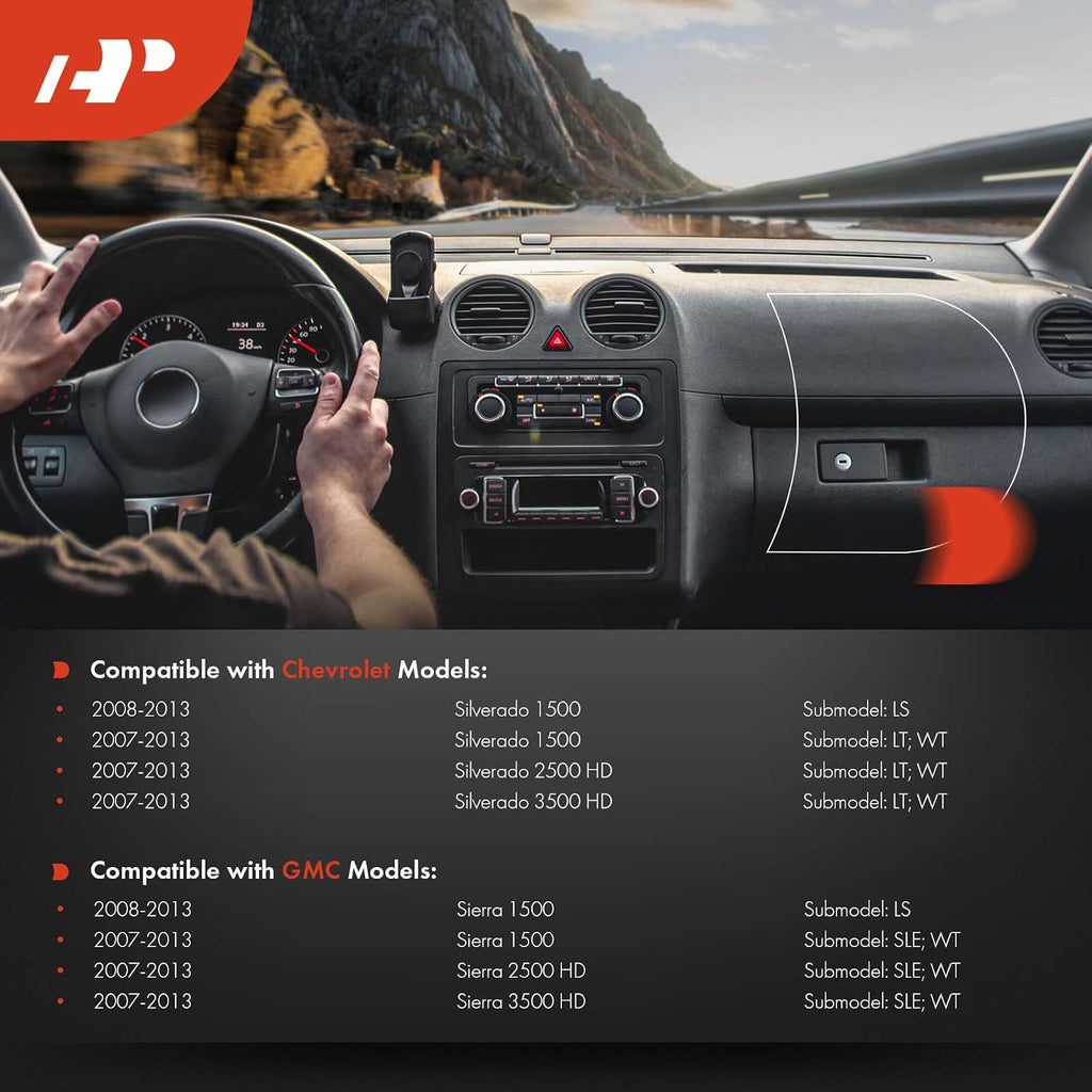 A-Premium Dash Cover Compatible with Chevrolet Silverado 1500, Silverado 2500 3500 HD & GMC Sierra 1500, Sierra 2500 3500 HD, 2007-2013, Black Dashboard Cover W/Glue, Car Pry Tool Kit