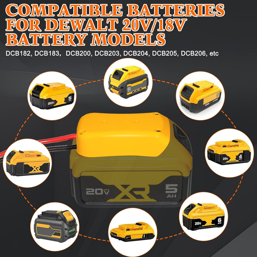 12V/24V 100W Portable Oil Extractor Pump Set, All-in-One Oil Transfer Pump with Yellow Battery Adapter Compatible with DEWALT 20V/18V Battery, Fluid Transfer for Home Business Farm Boat