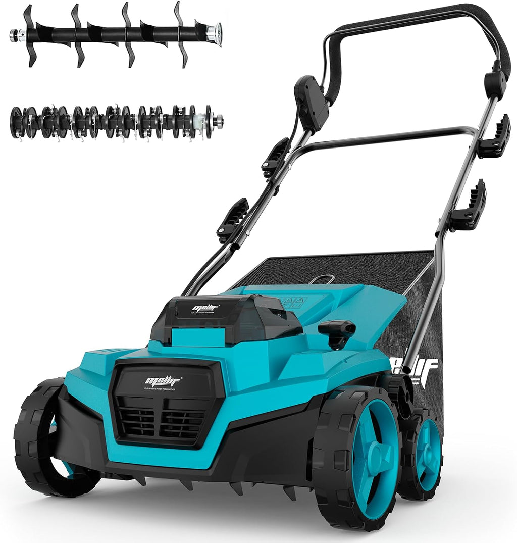 36V 15' Brushless Cordless Electric Dethatcher and Scarifier Compatible with Makita 18V Battery(Tool Only), w/12Gal Thatch Collection Bag, 5-Depth Adjustment, Quick-Fold, Walk Behind for Lawn Care