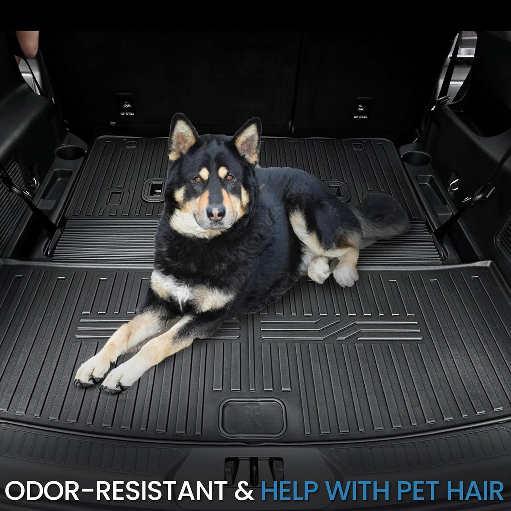 Floor Mats for 2020-2025 2026 Ford Explorer 6 Seats Captain Chairs Car Mat Accessories, All Weather TPE Cargo Mat Backrest Mat Active/ST Line/ST/Platinum