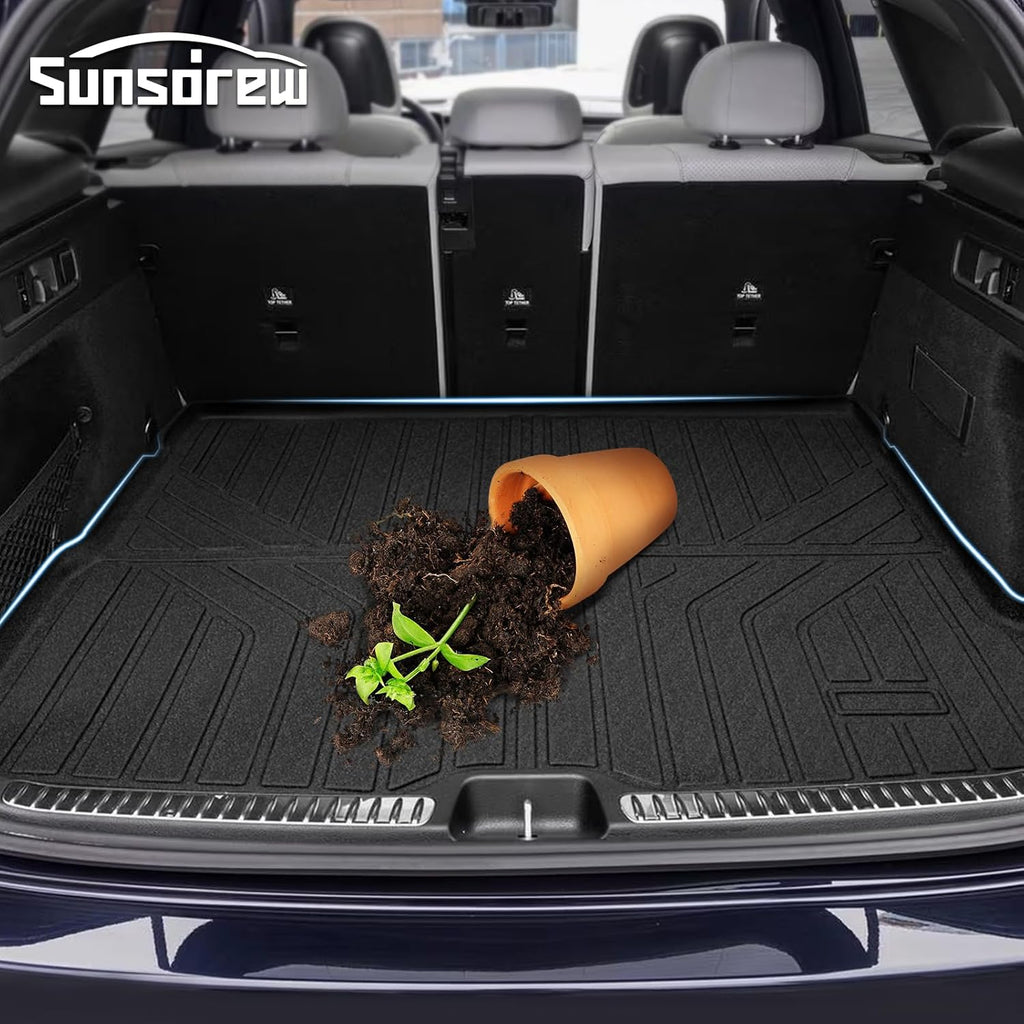 Sunsdrew Floor Mats for 2023-2025 2026 Mercedes Benz GLC 300/GLC 350e/GLC 43 AMG (Not for Coupe), All Weather Floor Liners & Rear Trunk Mat for GLC Accessories, TPE Rubber, Raised Edge