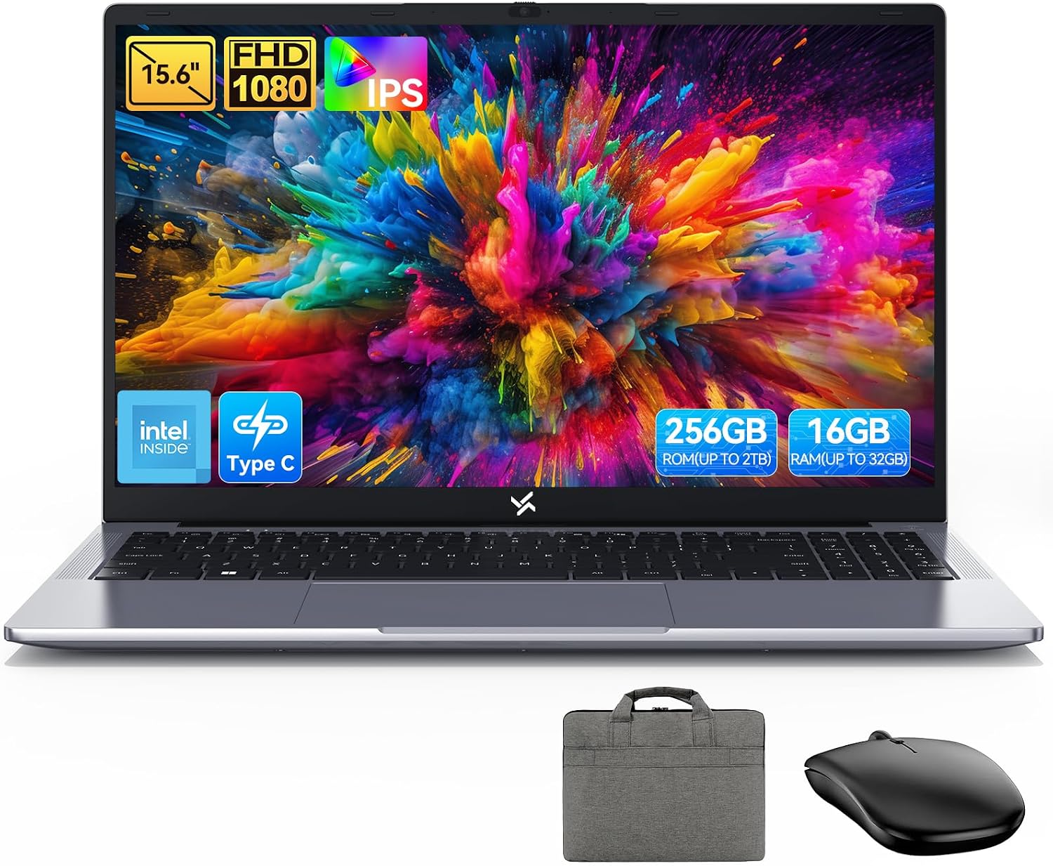 Huidun HiBook 6 15.6' IPS FHD Laptop,N150 Processor (Beat i3-10110U,Up to 3.6GHz),16GB DDR4 RAM 256GB SSD,45W Type-C Fast Charge,Laptops Computer for Business Office Student,3-Year Warranty