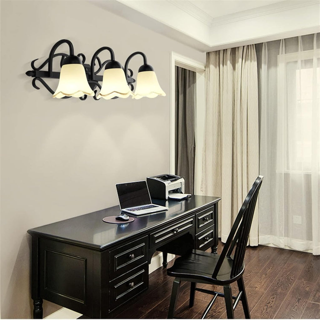 European Wall Light Mirror Compatible with Bathroom - American Black Finishing Fixture Lamp, Wrought Iron ﻿,Chandelier