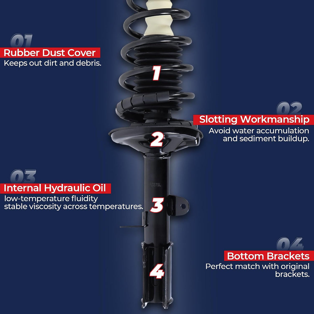 MOSTPLUS Front Pair Complete Strut Spring Assembly Compatible for 2002-2007 Saturn Vue Replaces 172217 172218 Left & Right Shock Coil