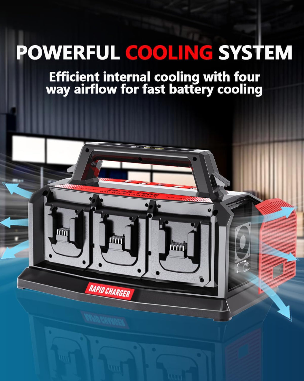 Adisipsoarin Super Battery Charger for Milwaukee M18 Battery, 6-Ports Simultaneous Rapid Charger Station Compatible with Milwaukee 18v Li-Ion Battery and Tools 48-59-1807 Charger
