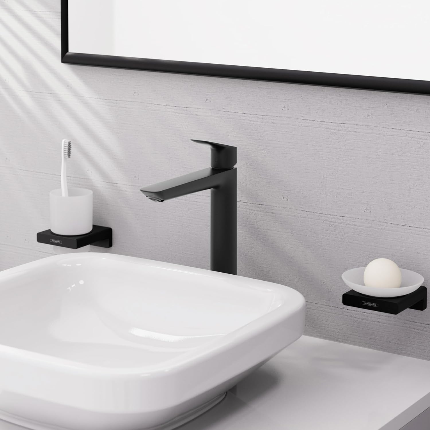 hansgrohe Logis Fine Bathroom Faucet, 1 Hole, Bathroom Sink Faucet for Vanity 1.2 GPM, Matte Black, 71258671
