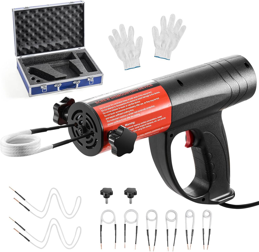 VEVOR Induction Heater Bolt Removal, 1500W 110V Magnetic Induction Heater Kit, Handheld Nut Buster Tool, Mini Heating Machine for Rusty Screw Removing, Car Garage Repairing Tools with 8 Coil and Box