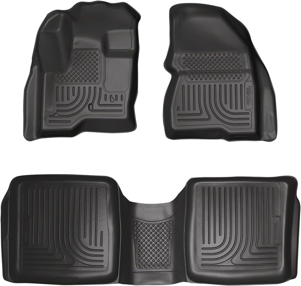 Husky Liners Weatherbeater Floor Mats | Fits 2009-2019 Ford Flex & Lincoln MKT | Front & 2nd Row, 3-pc Black - 98741