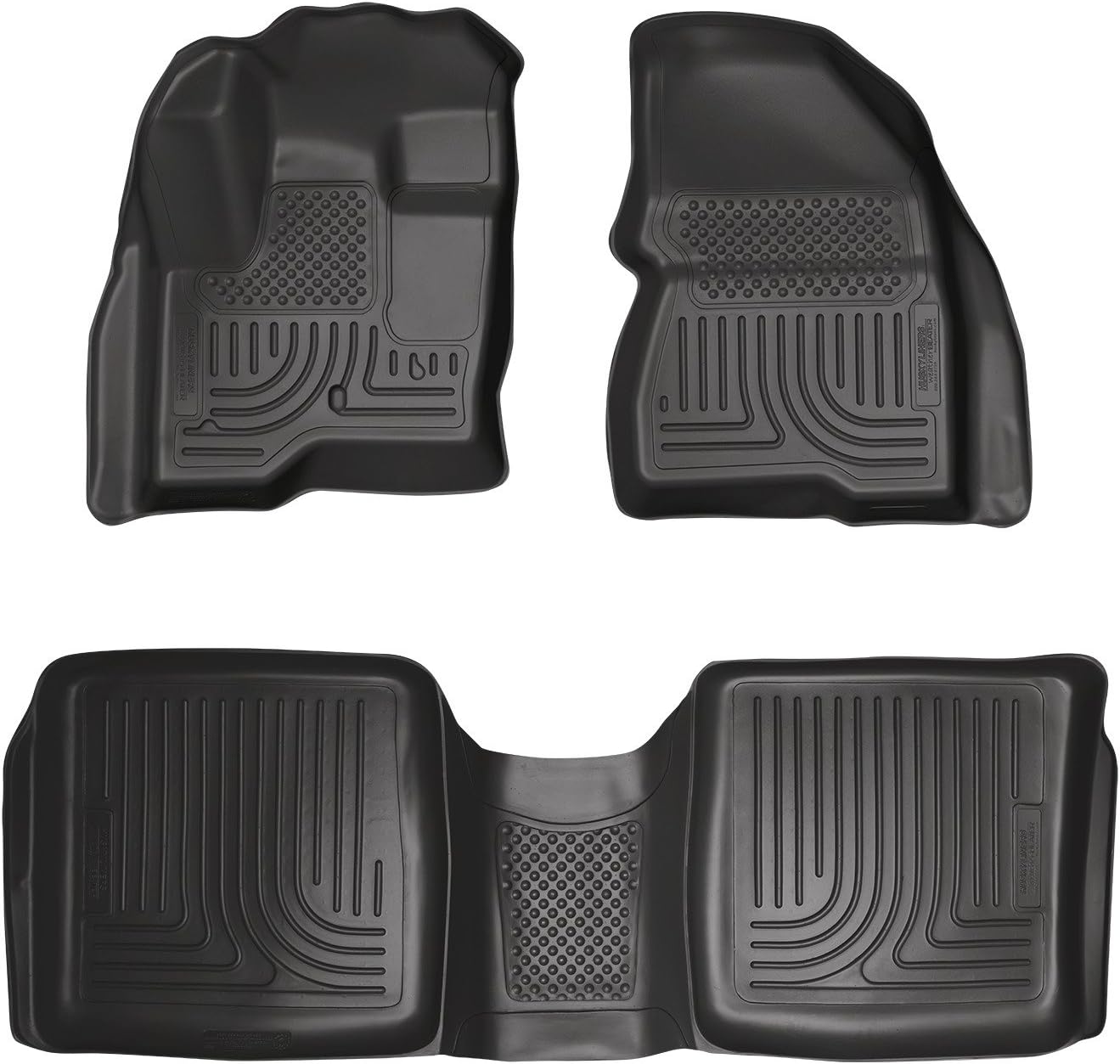 Husky Liners Weatherbeater Floor Mats | Fits 2009-2019 Ford Flex & Lincoln MKT | Front & 2nd Row, 3-pc Black - 98741