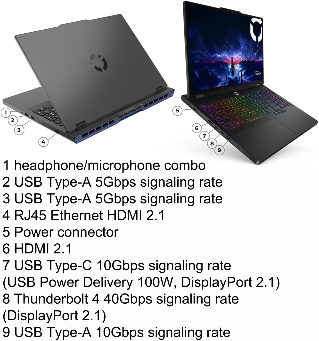 Lenovo Legion 5 Gaming AI Laptop 16' WQXGA 2560x1600 240Hz (100% DCI-P3, 500nits) Intel 24-core Ultra 9 275HX 32GB RAM 2TB SSD GeForce RTX 5060 (Up to 572 AI Tops) RGB Backlit Harman Win11 ICP Hub