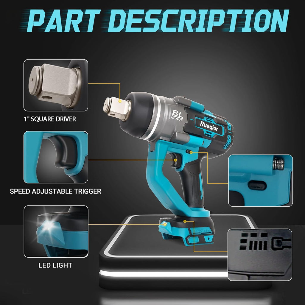 Cordless Impact Wrench 1' Compatible with Makita 18V Battery, Impact Wrench 2250FT-LBS(3000N.m) High Torque Brushless Electric Impact Power Impact Driver for Car, Truck(No Battery)