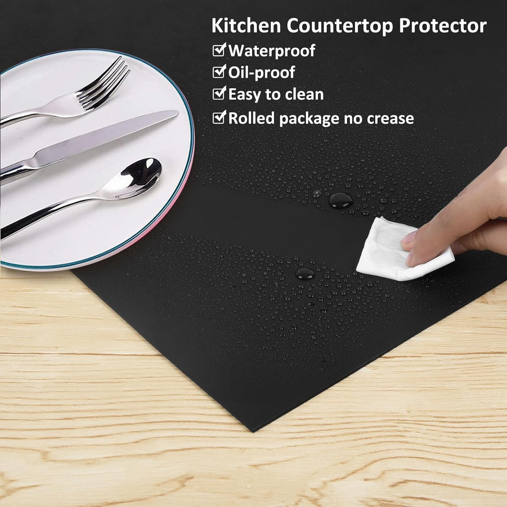 Extra Large Silicone Mat,Silicone Mats for Kitchen Counter Island Dinner Table Countertop Protector Heat Resistant Mat (120' x 48', Black)