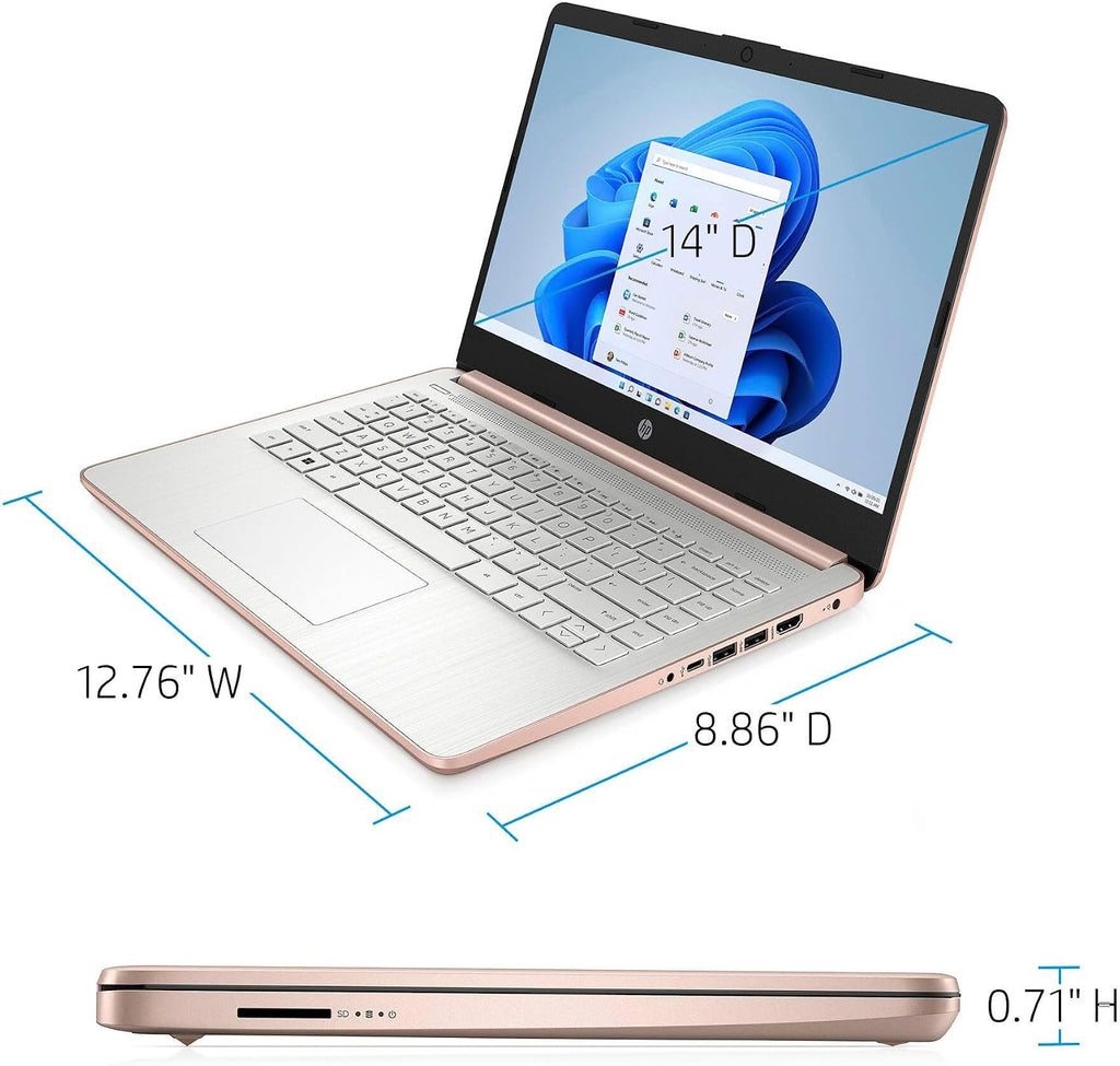 HP Touchscreen Laptop Computer for Student Home Study, 1-Year Office 365, Intel Processor, 8GB RAM, 256GB PCIe SSD, WiFi 6, BT 5.4, 14 inch, Webcam, Type-C, HDMI, Pale Rose Gold, Windows 11S (Renewed)