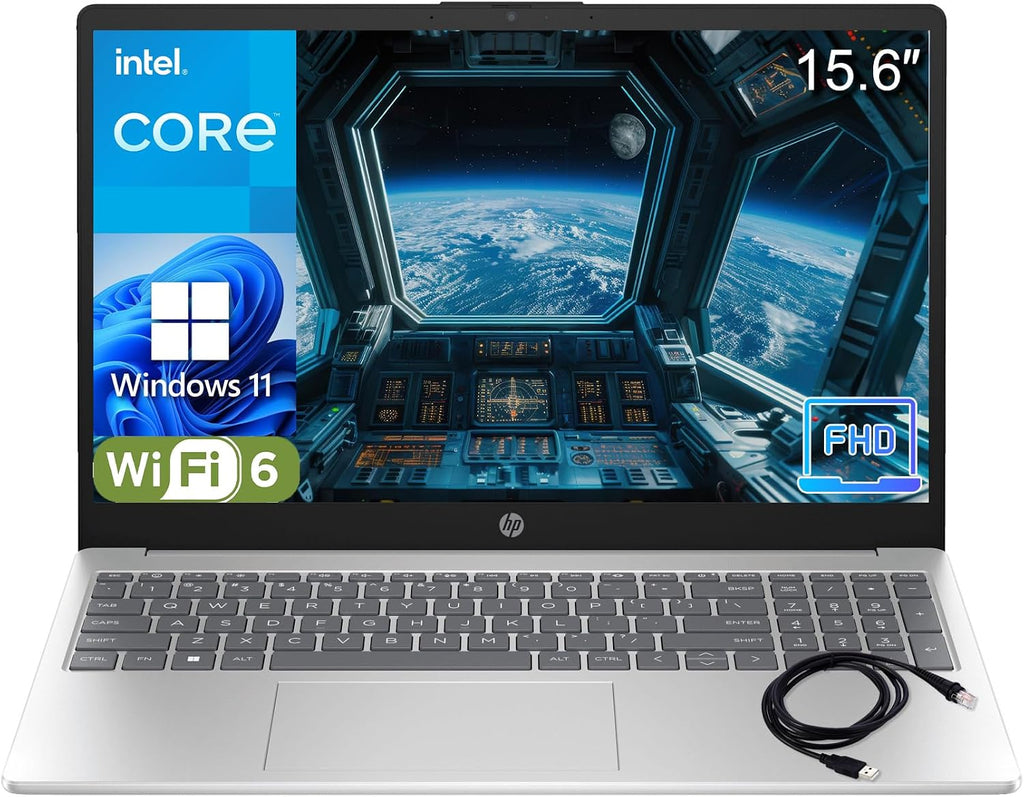 HP Pavilion 15' 2026 AI-Ready Laptop, Intel 4-Core N100, 16GB RAM, 256GB SSD, FHD Display, Numeric Keypad, Long Battery, Lightweight, Microsoft Office 365, Platinum White, Windows 11 Home, Type C RJ45
