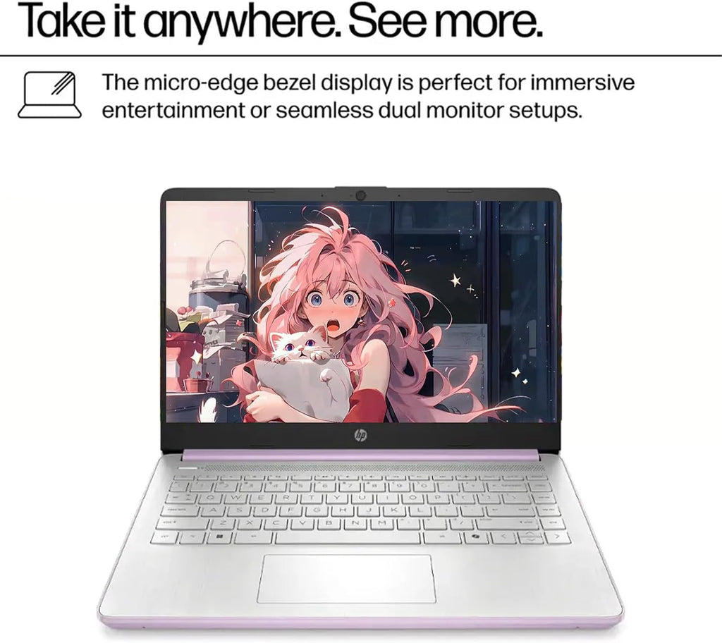 HP 2025 New Student Business Laptop, Intel N150 CPU(Beats N4120), 14in LED Screen, 16GB RAM, 128GB UFS+256GB MSD Storage, Wi-Fi 6, Copilot AI,Windows 11 Pro, Honey Lavender