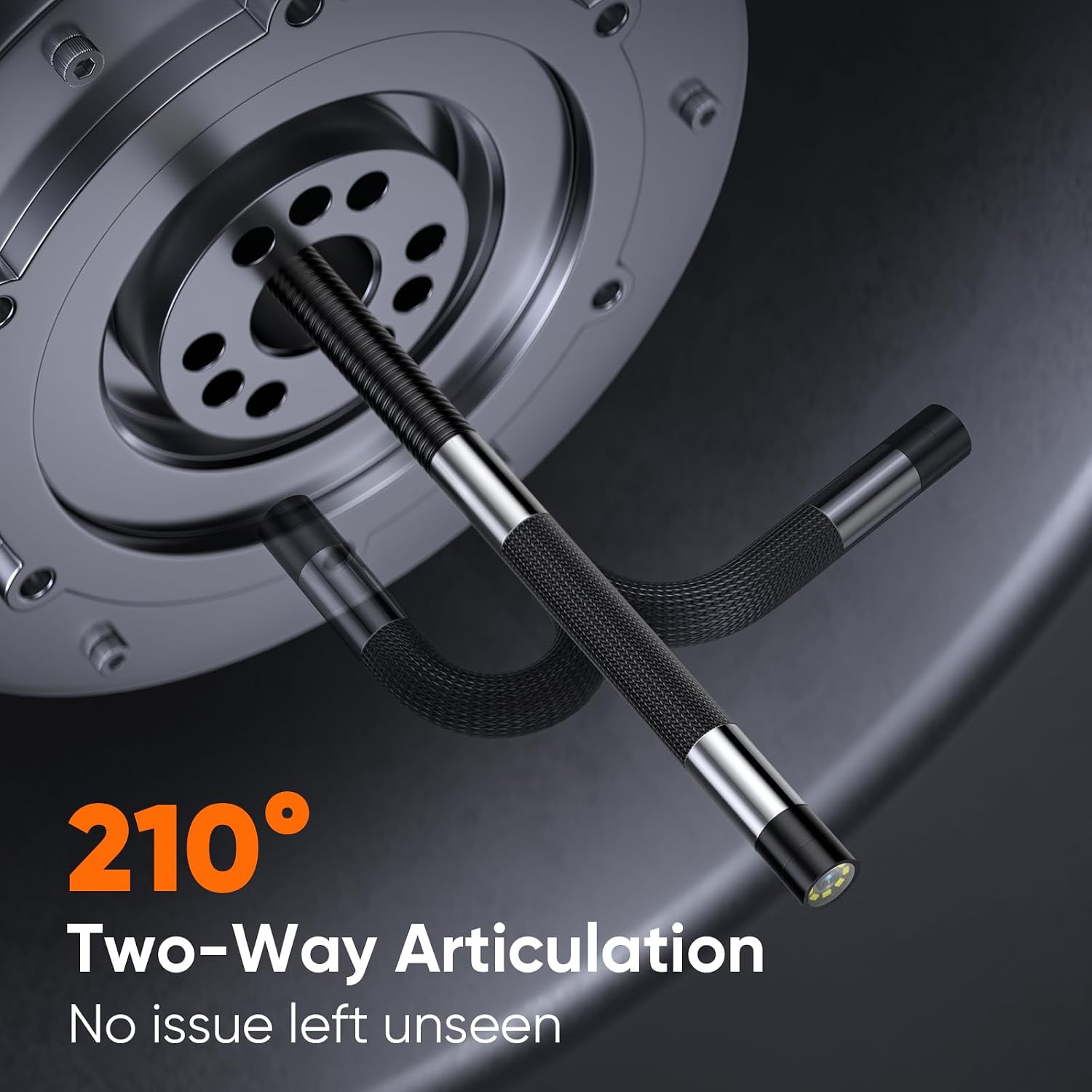 T Takmly Two-Way Articulating Borescope with Light, 210° Steerable 1080P Endoscope Camera, 0.33inch Semi-Rigid Snake Scope, 4.3' IPS Screen, 32GB, 5.5FT for Automotive Engine HVAC Wall Mechanics