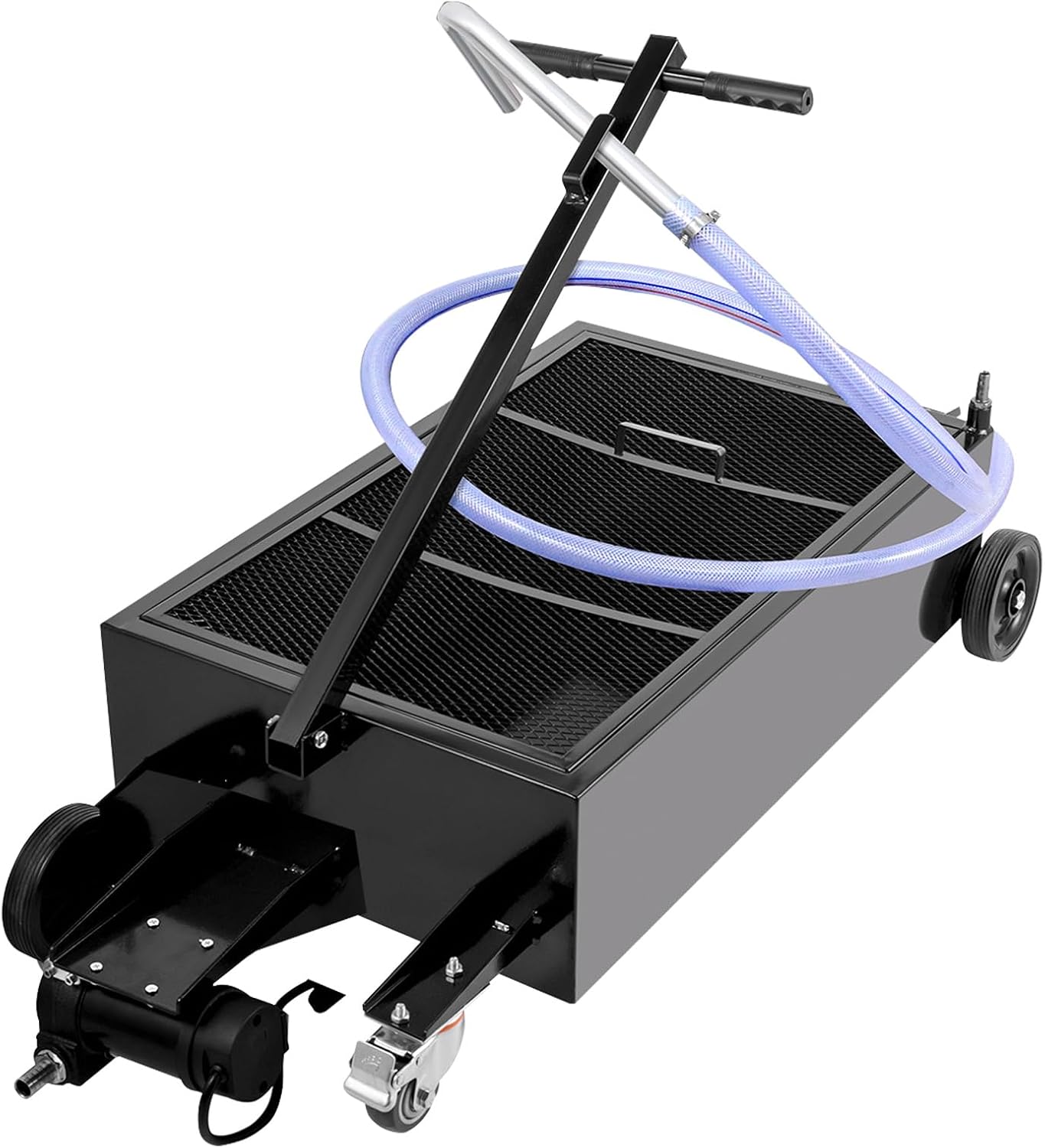 VEVOR Low Profile Oil Drain Pan, 25 Gal Oil Drain Pan with 110V High-Flow Electric Pump, Large Capacity Oil Change Pan with 7.2ft Hose & Folding Handle, Rolling Oil Drain Cart for Trucks, Buses, RVs