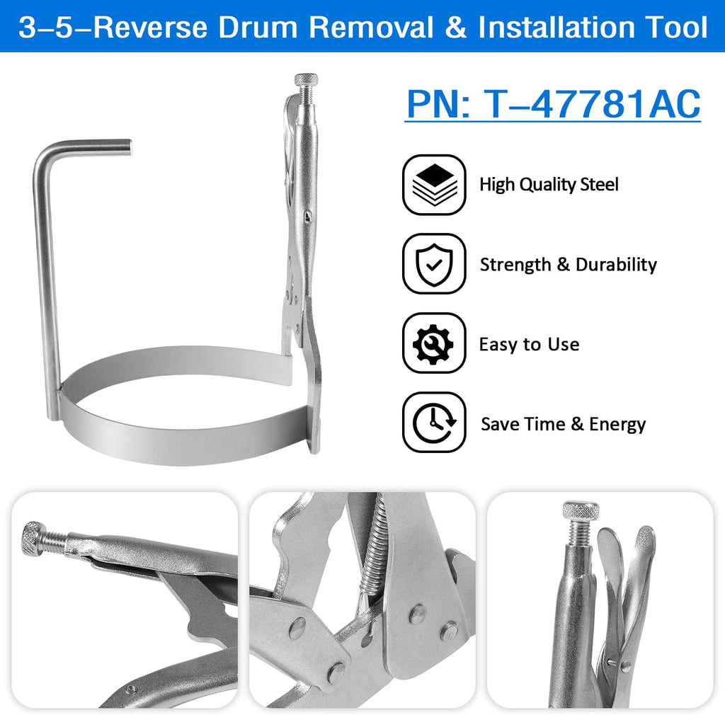 T-47781AC 1-2-3-4 and 3-5-Reverse Clutch Drum Clamp Removal and Installation Repair Tool Compatible with GM 6L50E 6L80E 6L90E Transmission Heavy Duty Steel