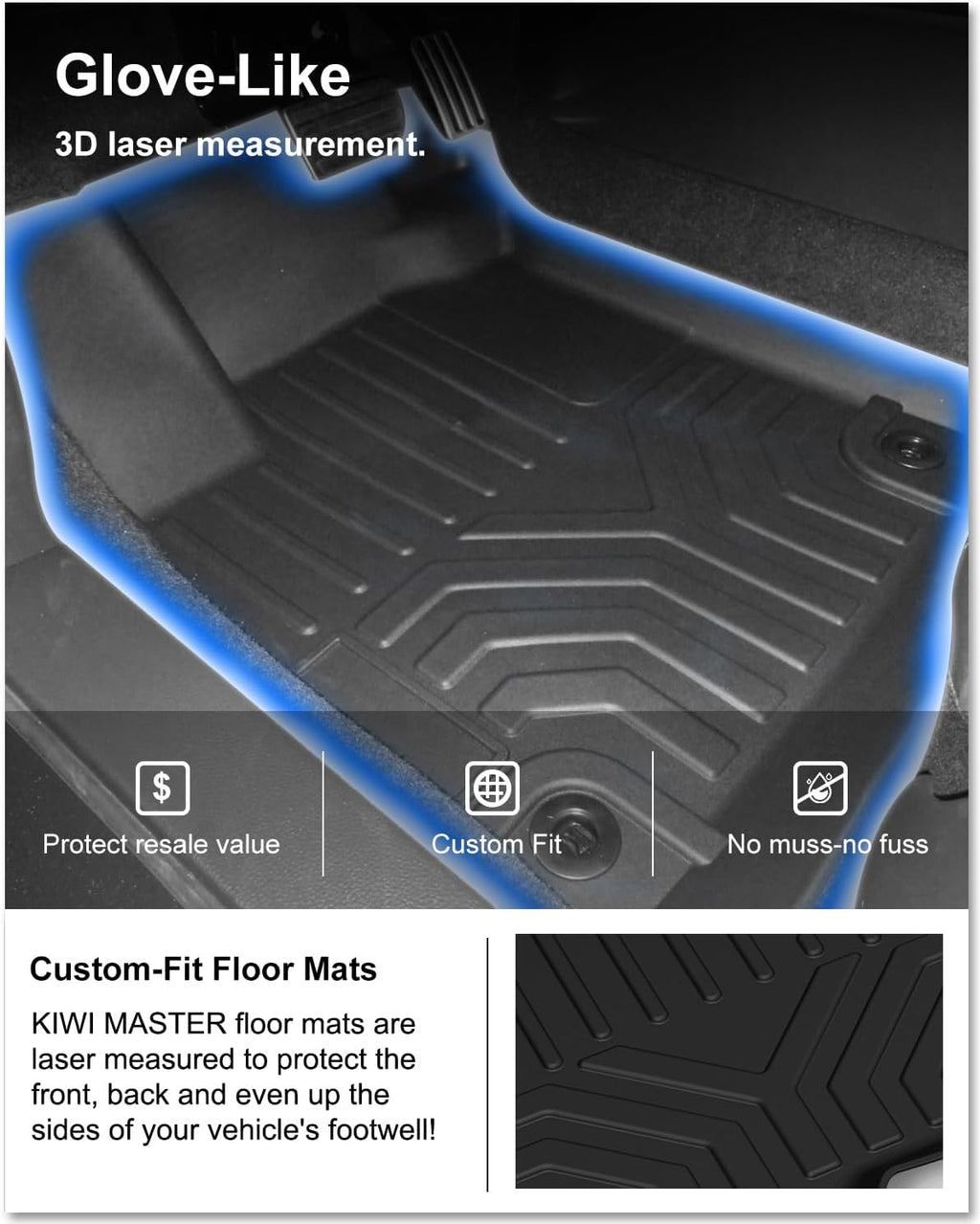 KIWI MASTER Floor Mats & Cargo Mat for 2017-2022 Honda CR-V (Tray in Lower Position), Custom Fit All Weather Car Mats, Heavy Duty TPE Floor Liners, Front & Rear & Tray Trunk Mat Set, Black