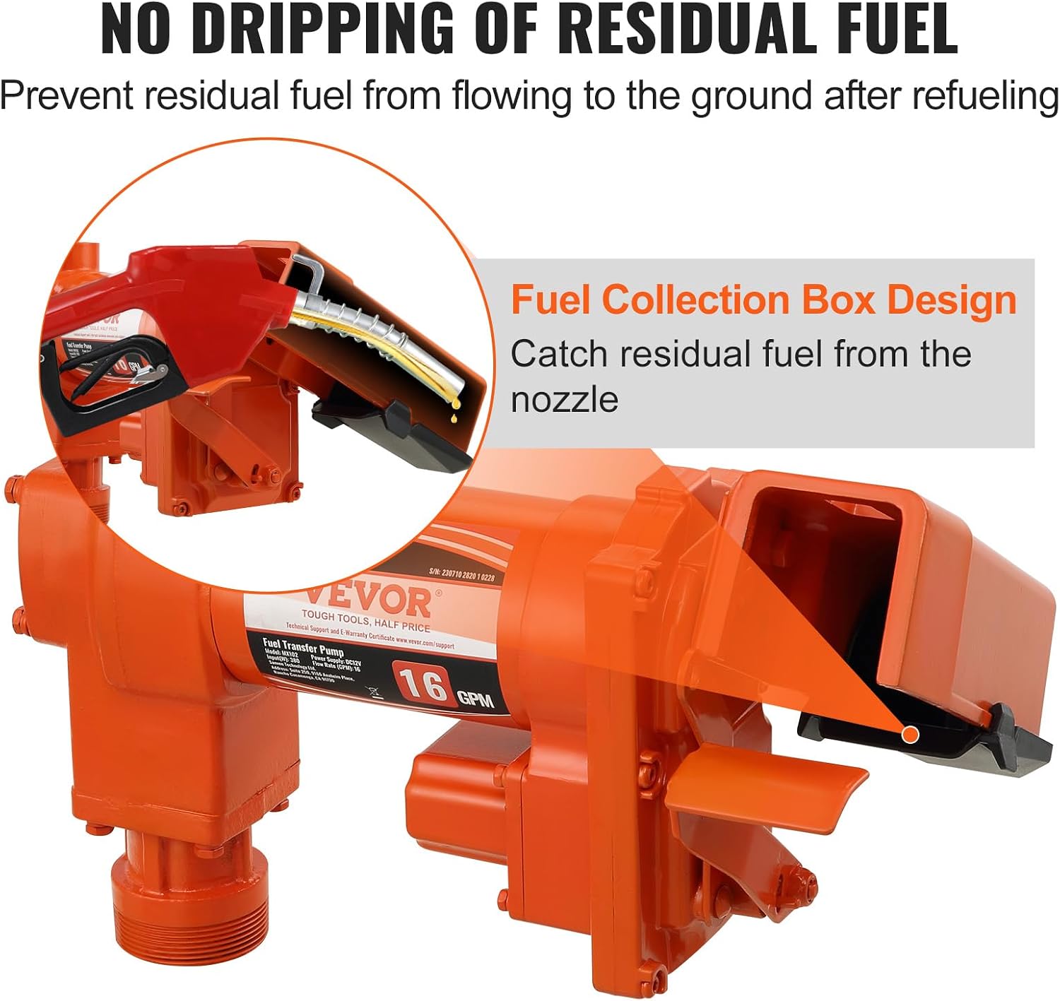 VEVOR Fuel Transfer Pump, 12V DC 16 GPM 1/4 HP, Gasoline Extractor Pump with Automatic Nozzle, Discharge Hose & Suction Pipe for Gasoline, Diesel, Kerosene, Ethanol & Methanol Blends, and Biodiesel