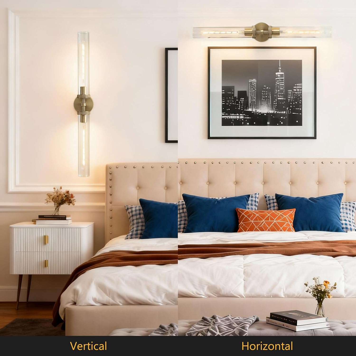 30 inch Bathroom Sconce Hardwired, Modern Bathroom Wall Sconce 2 Lights Vantiy Sconce Bathroom Vanity Light,Brass Sconce for Mirror, Living Room, Bedroom, Hallway (E26 Bulb Included)