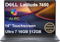 Dell Latitude 7450 7000 Ultralight Business AI PC Laptop (14' QHD+ Touchscreen, Intel 12-Core Ultra 7 165U (> i7-1355U), 16GB DDR5, 512GB SSD), Only 2.33 lb, Blue Magnesium, Thunderbolt 4, Win 11 Pro
