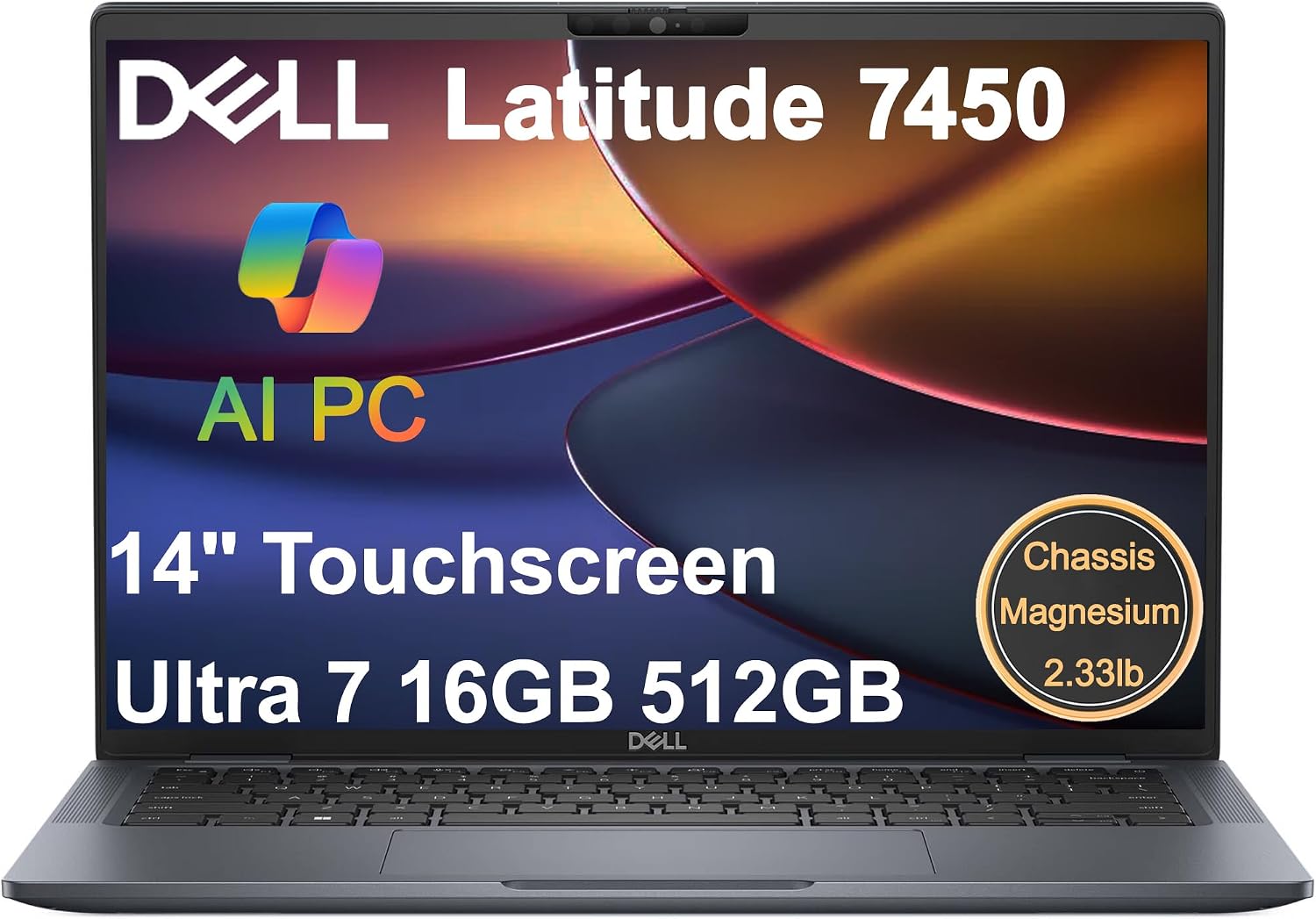 Dell Latitude 7450 7000 Ultralight Business AI PC Laptop (14' QHD+ Touchscreen, Intel 12-Core Ultra 7 165U (> i7-1355U), 16GB DDR5, 512GB SSD), Only 2.33 lb, Blue Magnesium, Thunderbolt 4, Win 11 Pro