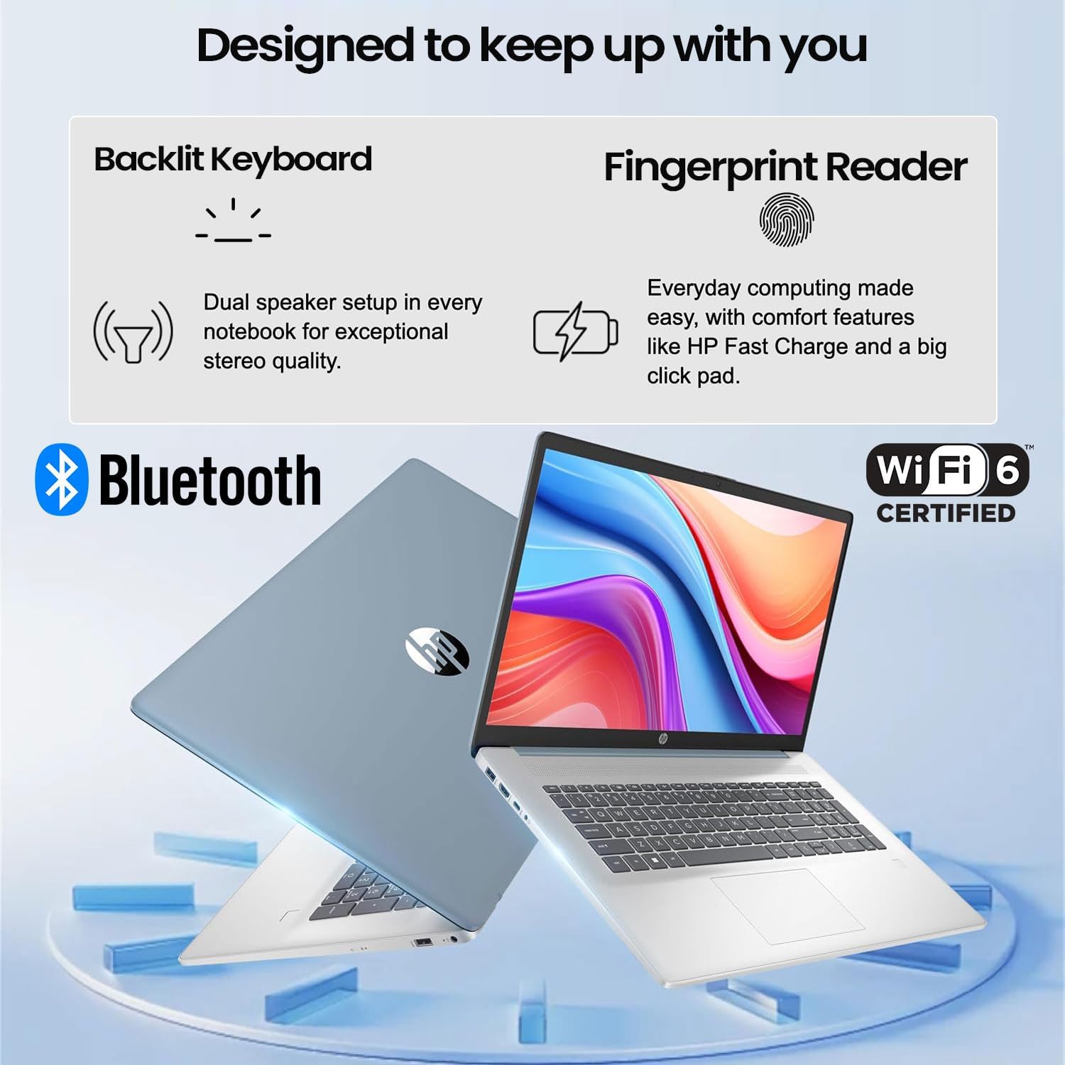 HP 17 Laptop PC, 17.3' HD+ Touchscreen, AMD Ryzen 5 7430U, 32GB RAM, 1TB PCIe SSD, Fingerprint Reader, Backlit KB, Webcam, HDMI, Wi-Fi 6, Win11 Home, Bundle with PCO Notebook Fold Radiator, Cooler