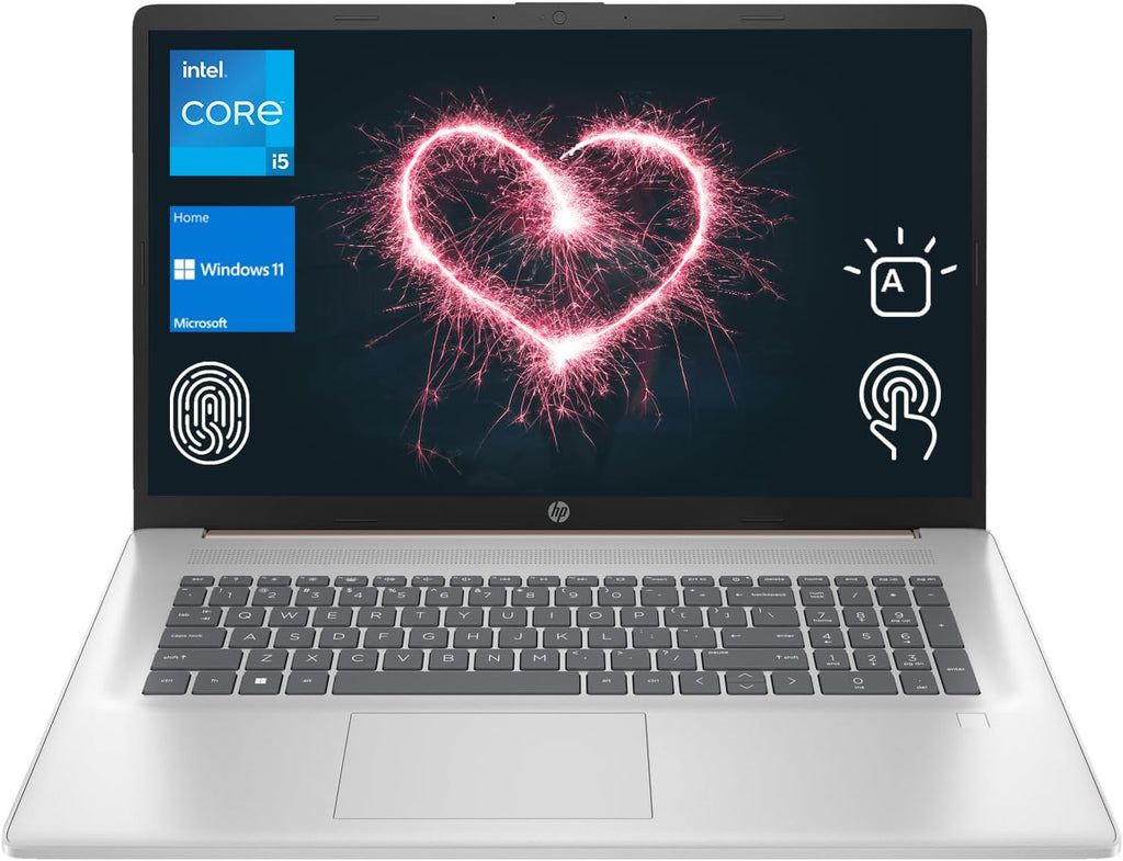 HP Essential 17t Laptop, 17.3' HD+ Touchscreen, Intel Core i5-1334U, 32GB RAM, 1TB SSD, Webcam, FP Reader, Backlit KB, HDMI, Wi-Fi 6, Windows 11 Home, Pale Rose Gold
