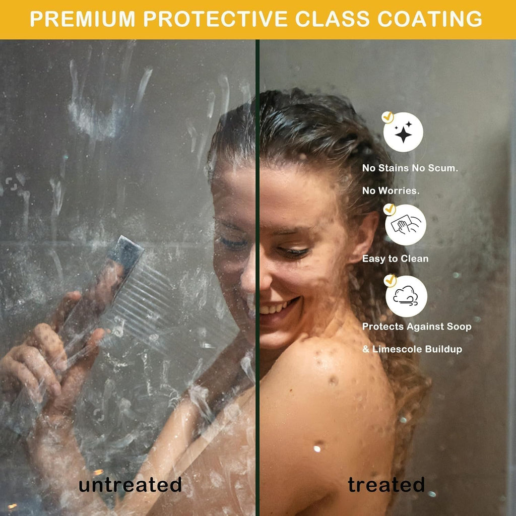 Frameless Shower Door 44–48 inch W× 76 inch H, Sliding Shower Door with Fixed Panel, Round Stainless Steel Track,6mm Tempered Glass, Matte Black, Stainless Steel Shower Door for Bathroom Renovation