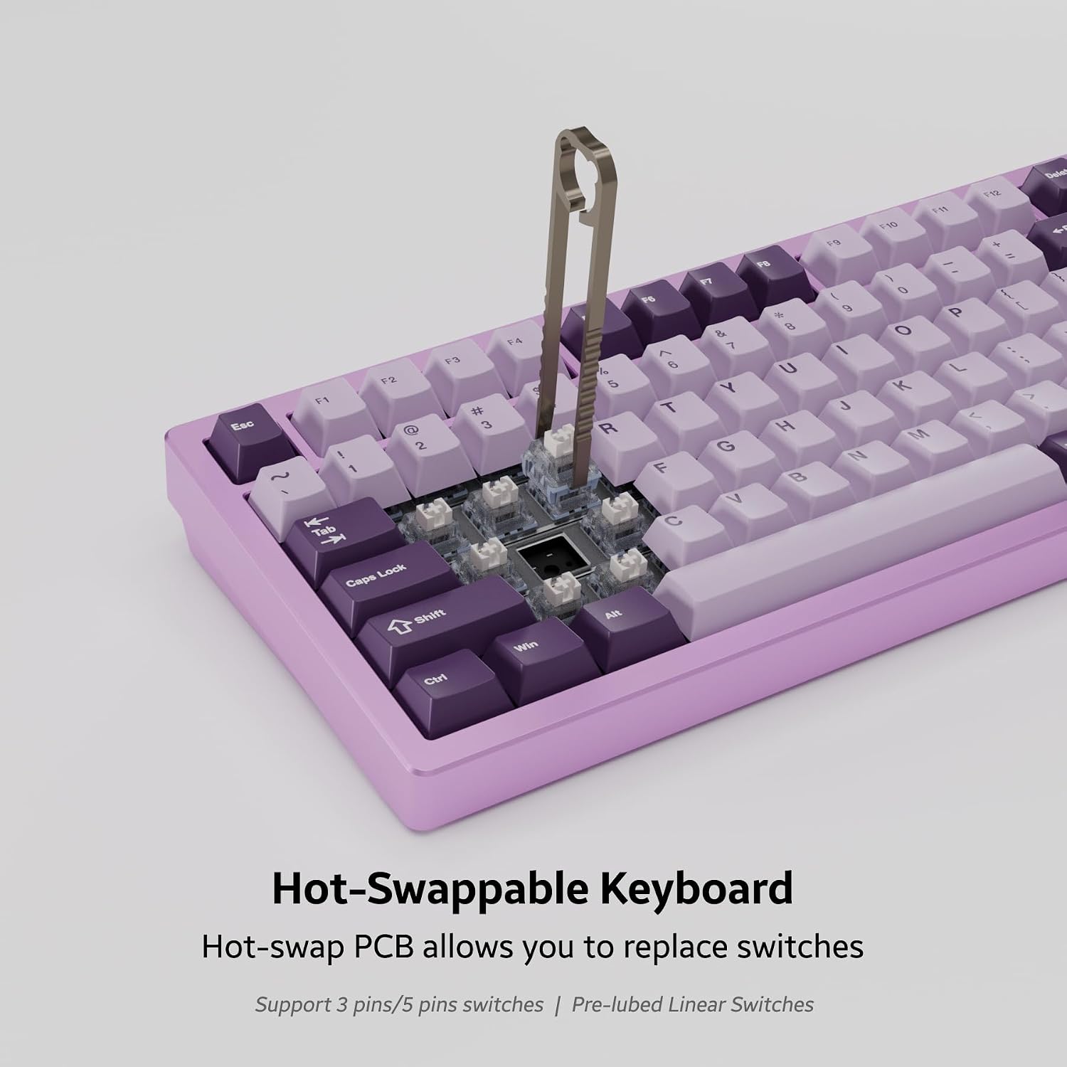 Chilkey ND75 Aluminum Keyboard 75% Percent Wireless Gaming Mechanical Keyboard with LCD Screen, Quick Assembly, BT/2.4G/USB-C, Hot Swappable Per-Key RGB Custom Purple Key Board for Laptop Office PC