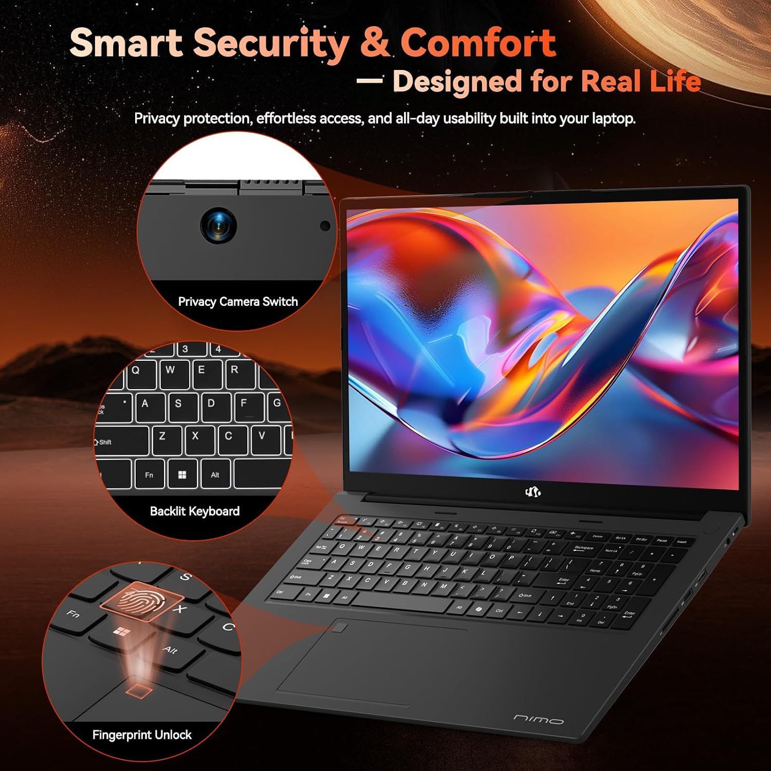 NIMO 2025 Gaming-Laptop, 17.3' FHD-Laptops with AMD Ryzen 7 7735HS (Up to 4.75GHz, Beats i7-12650H), 16GB DDR5 512GB SSD Computer with Backlit KB 100W Type-C Radeon 680M Fingerprint