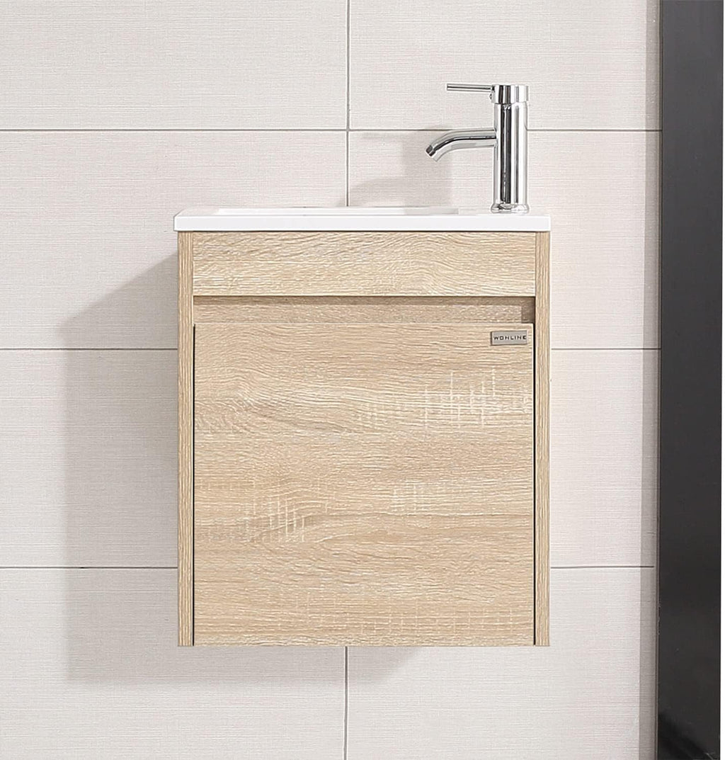 wonline 16' Single Sink Bathroom Vanity, Floating Modern Bathroom Vanity with Sink for Small Space