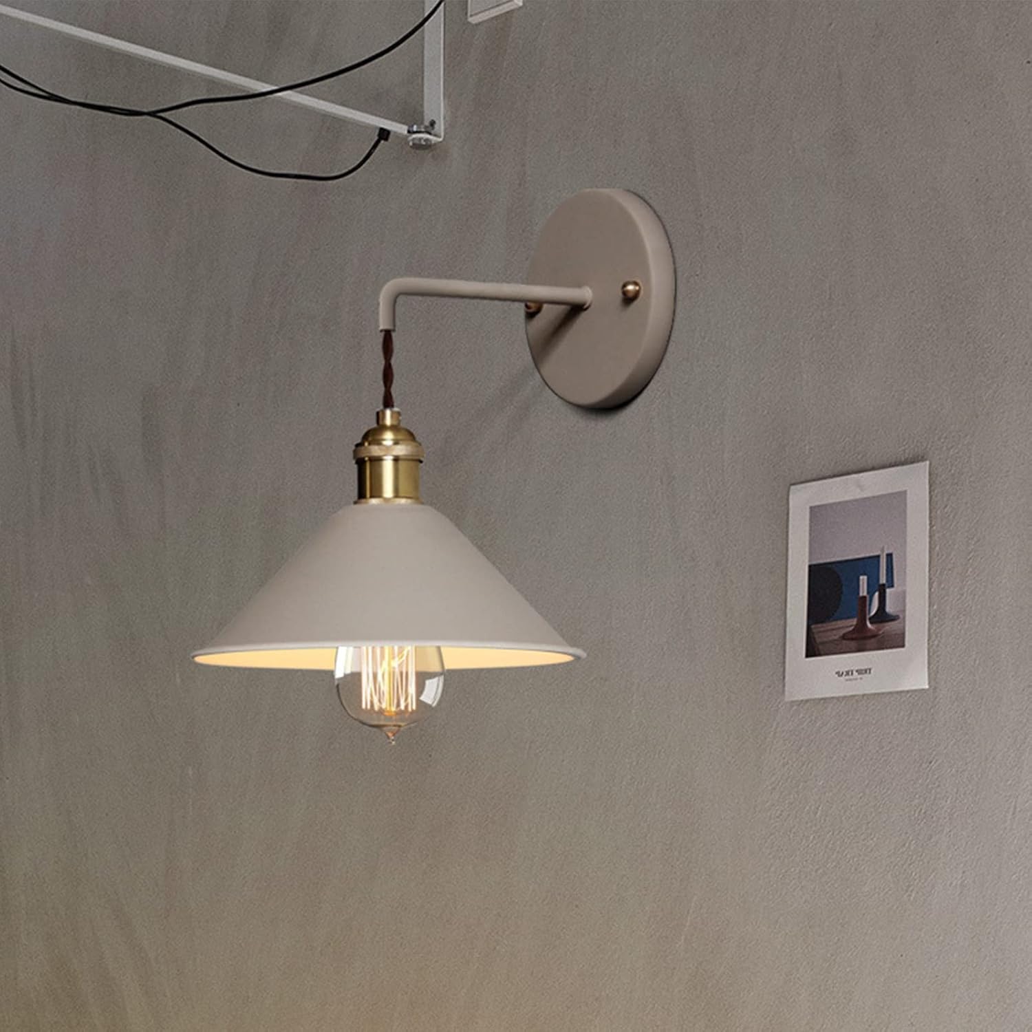 Nordic Wall Sconce Lamps, E26 Edison Copper Wall Mounted Lighting, Macaron Wall Lamp Fixture, Bedside & Bathroom Vanity Lights, Frosted Paint Body Wall Spotlights