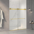 KEIKI 56-60' W x 70' H Frameless Double Sliding Shower Door, 5/16' (8mm) Thick SGCC Tempered Clear Glass, Double Side Easy Clean Coat, Brushed Gold Finished with Buffer